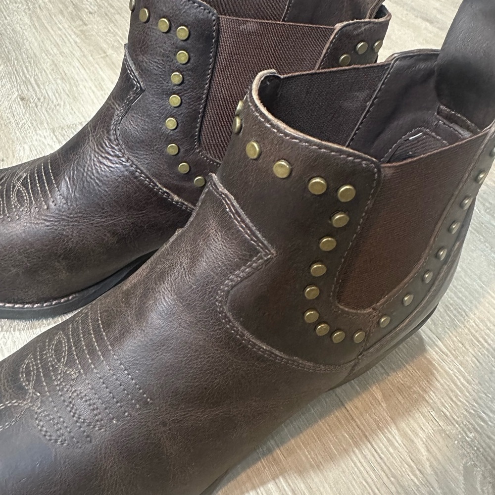 Dingo Dark Brown Studded Leather Western Boots Size 8 👑 - Picture 5 of 11